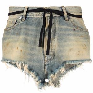 Maison Margiela Mid-rise Distressed Denim Shorts In Blue